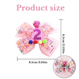 Dmnnlp 2nd Birthday Baby Hair Clips, Kids Hair Bows with Coloured Balls, Cute Headbands Pink for Toddler Girls Birthday Decorations Hair Accessory Photo Props (2)