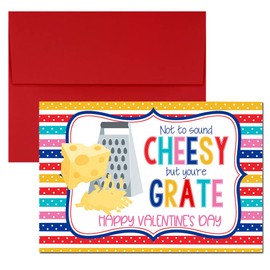 Not to Sound Cheesy Valentine Pun Themed Single (1) All Occasion Blank Valentine's Day Card To Send To Friends & Family, 4"x 6" (when folded) Fill In Greeting Note Card by AmandaCreation