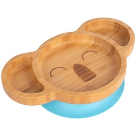 Tiny Dining Baby Plate with Suction Cup - Koala - Blue - Divided Non-Slip Bamboo Self-Feeding Baby Weaning Plate for Babies, Toddlers, Children