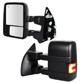 SCITOO Towing Mirrors Compatible with 1999-2007 For Ford Super Duty A Pair tow mirror Power Adjusted, Heated, Running Light