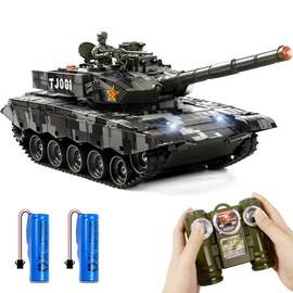 1/24 RC Tank, China 99 Remote Controlled Battle Tank RC Toy, 2.4GHz Remote Control Tank, Tank Model with Life Control Light, Tank for Children from 6 Years Boys