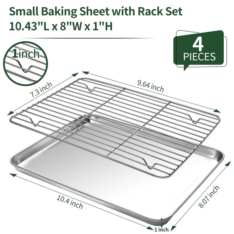 Baking Sheet with Cooling Rack Set(2 Baking Pans+2 Baking Racks),