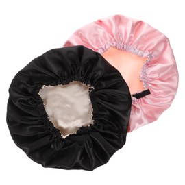 ORFOFE 2pcs Adjustable Satin Sleeping Bonnet Double Hair Caps for Natural Hair Comfortable and Portable for Sleeping and Bathing