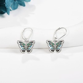 Butterfly Earrings for Women Sterling Silver Butterfly Dangle Drop Leverback Earrings Hypoallergenic Butterfly Jewellery Gifts for Women Girls