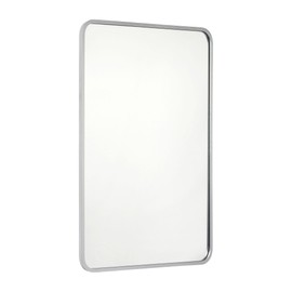 Flash Furniture Jada Wall Mirror for Bathroom, Vanity, Entryway, Dining Room, and Living Room, 24" x 36" Rectangular Mirror, Matte Silver