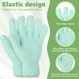 FdcLixuvol 2 Pcs Microfiber Gloves, Dusting Gloves for House Cleaning, Coral Fleece Cleaning Mittens Reusable Washable Household Glove for Plants Cars Blinds Lamps and Hard to Reach Corners (Cyan)