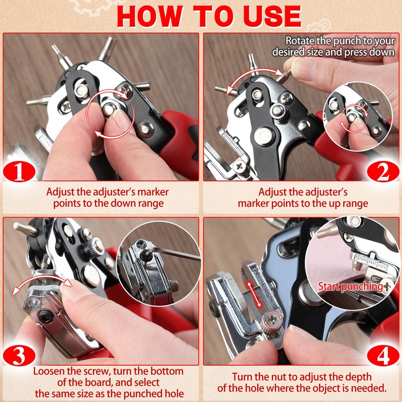 SPEEDWOX Leather Hole Punch Tool Multifunction Hole Puncher 6 Size
