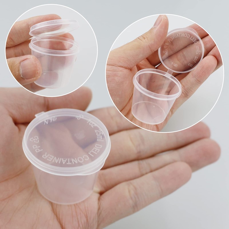 1oz Small containers with Lids, 25ml Small Sauce Pots Plastic