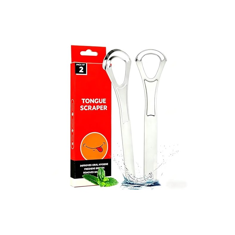 GeeRic Set de 2 Cepillo de Lengua de Acero Inoxidable