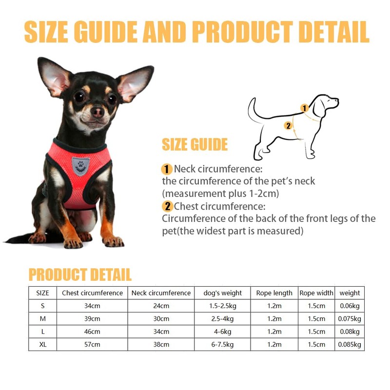FFWTPY Dog Harness Soft Padded Dog Harness Air Mesh Breathable