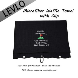 LEVLO Ahhhh Retirement Golf Yesterday Golf Today Golf Tomorrow Embroidered Golf Towel with Clip Golf Gift for Men/Women (Ahhhh Retirement-Black)