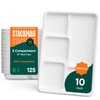 100% Compostable, 5 Compartment, Disposable Paper Plates [125-Pack] - {PFAS