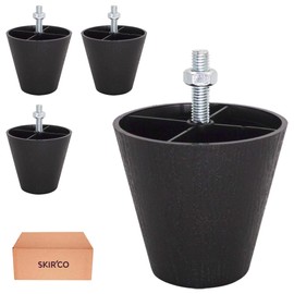 SKIR'CO 4 Pcs Black Plastic Furniture Legs Height 70mm Tapered Furniture Feet Tapered Furniture Legs M8 Thread Nuts Included