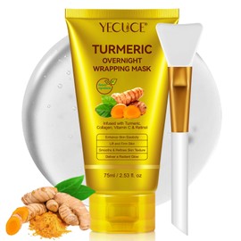 Kojic Acid Turmeric Overnight Wrapping Peel Off Mask - Pflegt stumpfe und unebene Haut mit hydrolysiertem Kollagen für strahlende, feste Haut. Koreanische Pflege, 2,53 fl. oz.