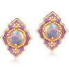 NOBEL Schmuck Opal Stud Earrings 925 Sterling Silver Vintage Look,