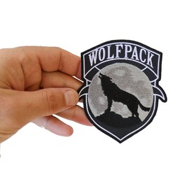 Wolfpack Patch Wolf Howling Moon Silhouette - 4x3.6 inch. Embroidered Iron on Patch