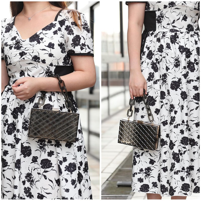 QUARKZMAN Women's Clear Purse, Acrylic Clear Clutch Bag, V-Shape Acrylic