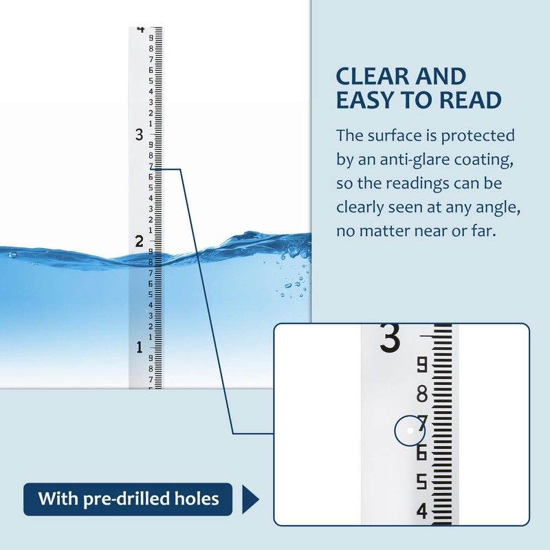 Depth Gauge, Water Level Gauge (Hundredths, Tenths, Teet), Heavy-Duty Ruler-Style