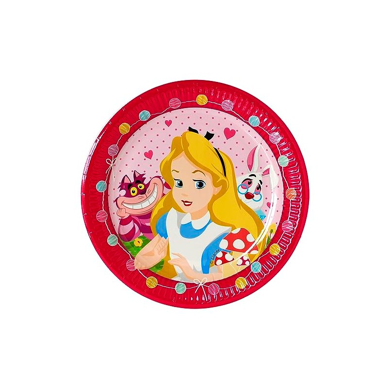 CUCUBA 8 Paper Plates Tableware Birthday Party Theme Alice In