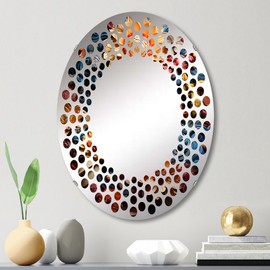 Folk religion wall mirror, Oval 0 mirror, Round Blue bathroom mirror, Folk religion vanity mirror Offerings to Deities in Religious Tradition I printed mirror decor, oval mirror 20x30