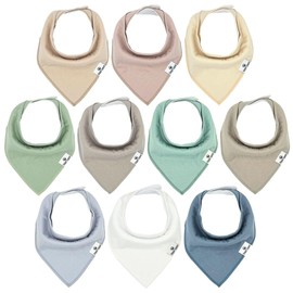 DiaperSquad's 10-Pack Baby Bibs for Drooling and Teething, Bibs for Boys, Baby Girl - Solid Cotton Baby Drool Bibs (Muted)
