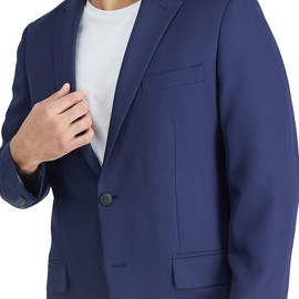 Haggar Men's The Active Series Solid Gab Tailored Fit Blazer Indigo
