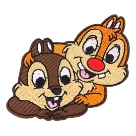 Chip and Dale Characters 3.03" Tall Iron-On/Sew-On Embroidered Patch