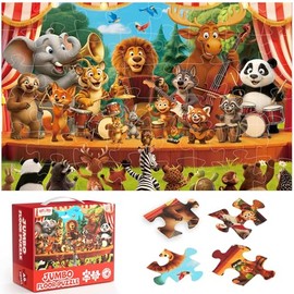 BenBen Floor Puzzles for Kids Ages 3-5, 48 Piece 2 x 3 feet Forest Animals Puzzles for Kids Ages 4-6, Large Pieces Jumbo Jigsaw Puzzles for Toddlers, Gift for Boys Girls