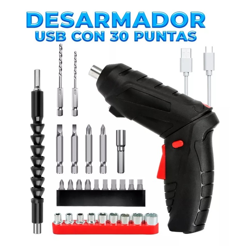 EGTMA Destornillador Multifunción Recargable Usb De Luz Led 3 6