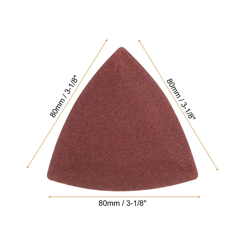HARFINGTON 60pcs Triangular Hook & Loop Sandpapers 100/120/150 Grits 3-1/8"