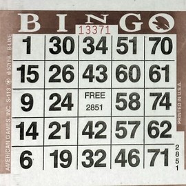 1 on Brown Bingo Paper Card Sheets (500 Sheets Per Pack)