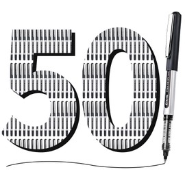 EYEYE Rollerball Pens 0.5mm Black 50 Pack, Extra Fine Point Quick Dry Liquid Ink Roller Ball Pens Fine Point Smooth Writing Pen for Journaling, Note Taking, Office, School Supplies