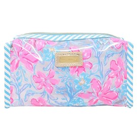 Lilly Pulitzer PVC Zipper Pouch, Cute Pencil Case for Adults, Travel Toiletry Bag, Small Pouch Bag for Supplies, Makeup or Toiletries (Beachside Haven)