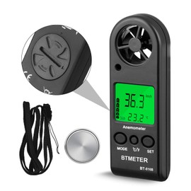 BTMETER BT-816B Digital Air Anemometer, Ultra-Small Air Flow Meter, Anemometer, Wind Speed and Temperature Measuring Device, Wind Speed Thermometer, Maximum Value, Average Value, Momentary Value, Portable, Easy to Operate, Easy to Operate, Automatic Powe