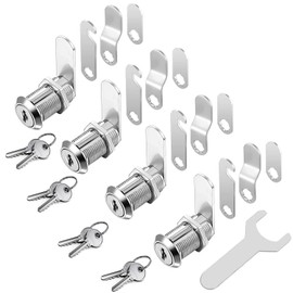 4 Pack Cupboard Locks, Cam Lock, Door Lock, Letter Box Lock, Cabinet Lock for Mailbox Drawer Cupboard Cabinet with 8 Keys, Each Lock has Same The Keys (16mm)