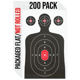 200 Pack Flat Package/Not Rolled Paper Shooting Target for Gun Range, Target Practice - Silhouette Paper Target Handguns, Rifles, Pistols, Airguns, BB Guns, Pellet Guns (14 X 22 inches)