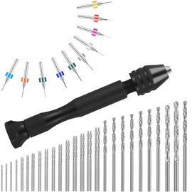 fanshiontide 57-Piece Mini Hand Drill Set with Micro Twist Drill Bits for Drilling Tools Model Making DIY