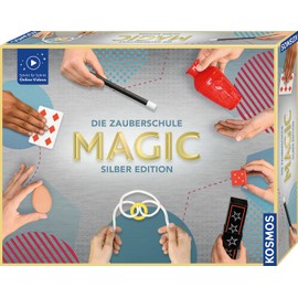 Kosmos 601799 Magic School - Silver Edition, Quick Magic Learning, 35 Magic Tricks, Many Magic Utensils, Magic Box for Children from 8 Years and Beginners, Magic in 3 Levels