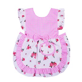 Love Potato Kids Aprons for Girls - Cute Gingham Toddler Girl's Apron for Ages 1-3 Years (Pink)