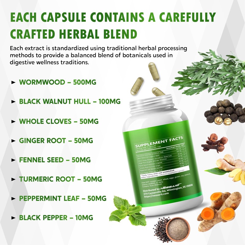 NESSARIT Wormwood 8,700 mg – High Potency with Black Walnut,