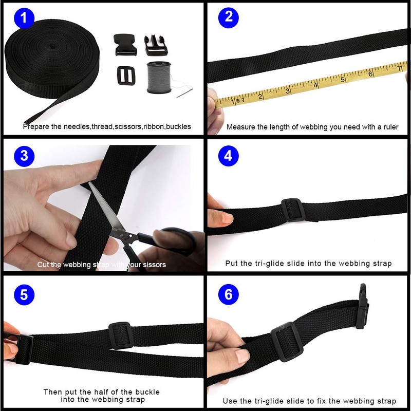 Buckles Strap Set, YGDZ 10 Yards 1 Inch Nylon Webbing