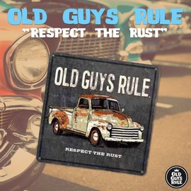 Old Guys Rule Vintage Metal Tin Sign, Rusty Truck - Gift for Dad, Grandpa, Husband, Father's Day, Birthday - Retro Novelty Wall Decor for Man Cave, Garage, Antique Pickup Truck Lovers (12x12 Square)