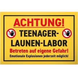 DankeDir! Teenager Launen Laboratory - 30 x 20 cm Sign - Gift Idea Door Sign Room Boys & Girls Saying - Room Decoration Gift Idea Birthday Decoration Door Decoration Teenagers Funny