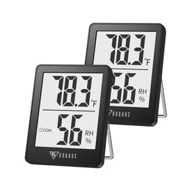 DOQAUS Humidity Meter, 2 Pack Room Thermometer Indoor, Hygrometer with 5s Fast Refresh, Temperature Humidity Monitor Meter for Baby Room, Living Room, Basement, Greenhouse, Office