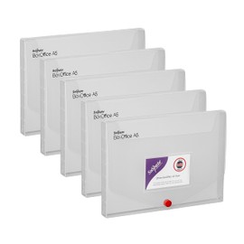 Snopake A5 20 mm BoxOffice – Clear [Pack of 5] Polypropylene Storage Box with Business Card Holder Clear [13732]