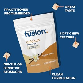 Bariatric Fusion Bariatric Calcium Supplement Chews | Calcium Citrate with Vitamin D3 Bariatric Vitamin | Sugar Free Chewable | 500mg | Vanilla | 60 C