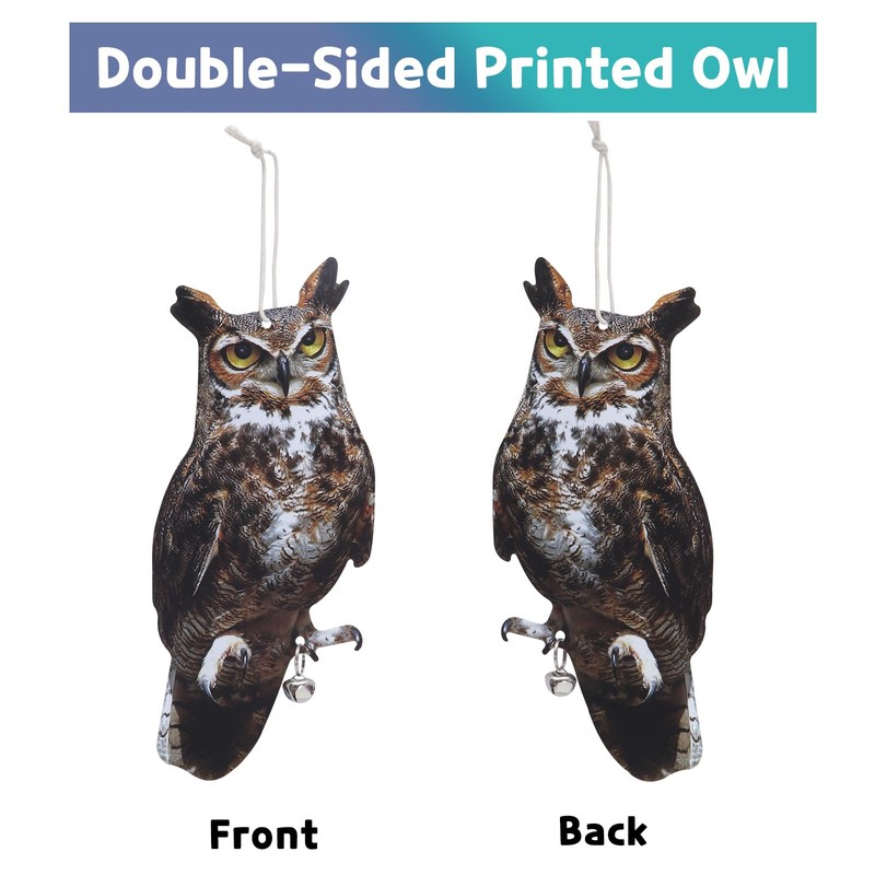 Bird Scarer, 2 Pieces Fake Owl Hanging Owl to Keep