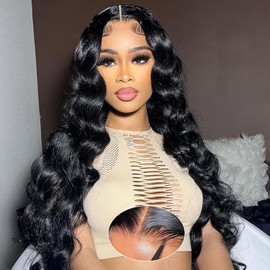 Body Wave 5x5 HD Lace Front Wigs Women's Natural Wig Brazilian Human Hair 180% Density 10A Human Hair for Women Transparent Glueless Wigs Precurled 56 cm