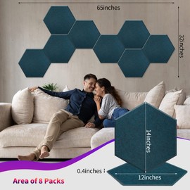 Mollywell Hexagon Acoustic Panels, High Density, Soundproofing, Decorative Noise Reduction Felt Wall Tiles for Ceilings, Home Office & Gaming Room (Dark Green), 14x12x0.4 Inch