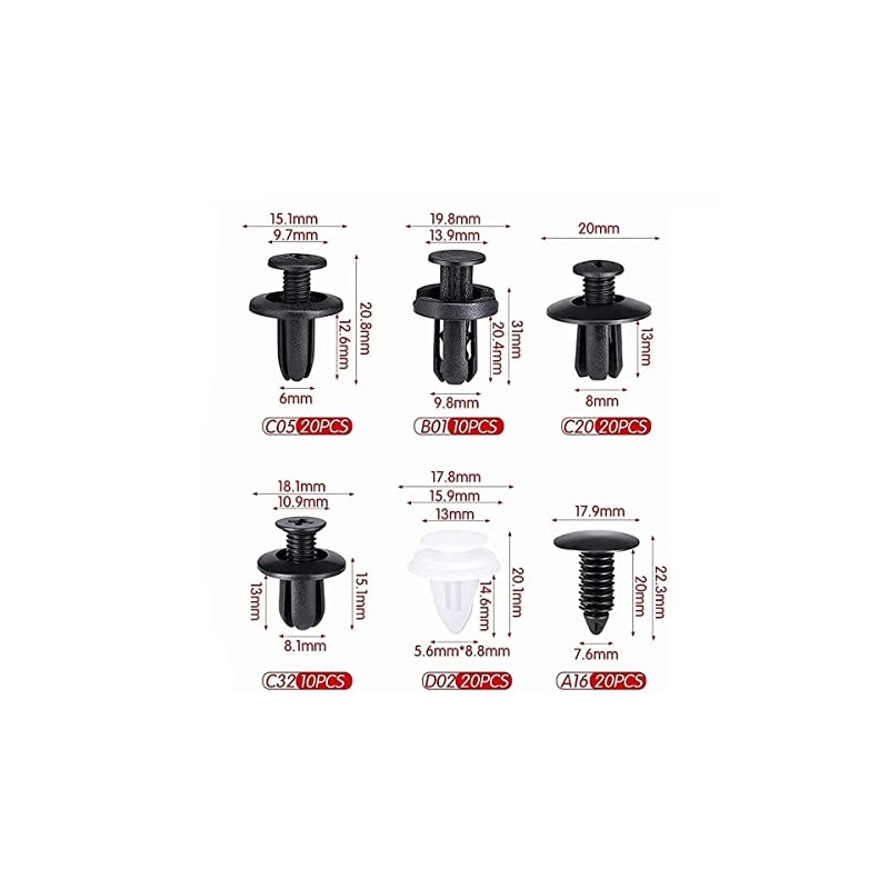 Grapa Kit Automotriz Remache Universal Surtido Estuche Clips 100 Pzs